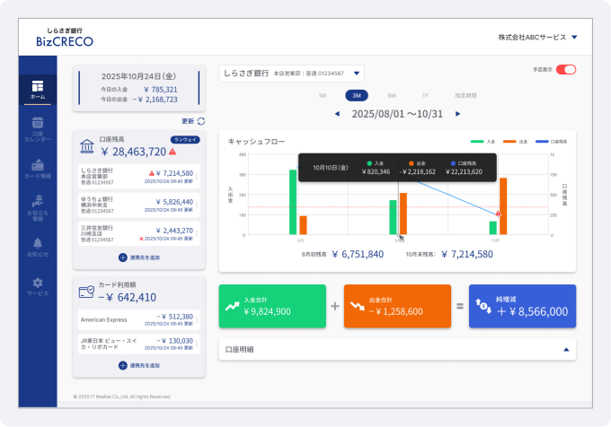 BizCRECOのホーム画面